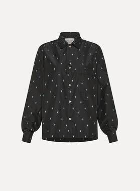 NEW FORTE FORTE women's glitter taffeta pajama shirt in noir